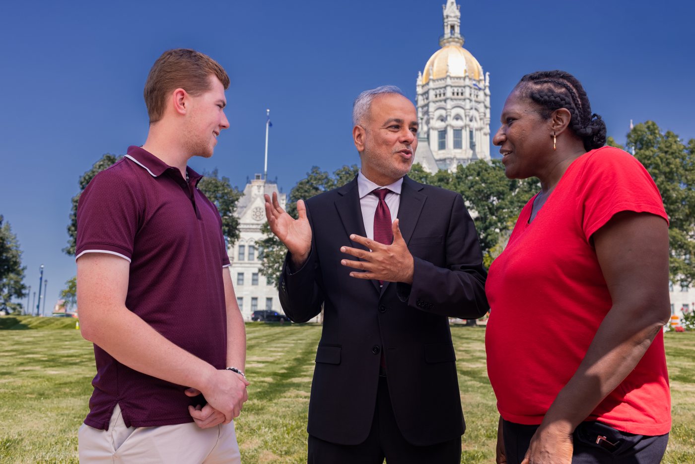 Senator Anwar talking with constituents at the State Capitol