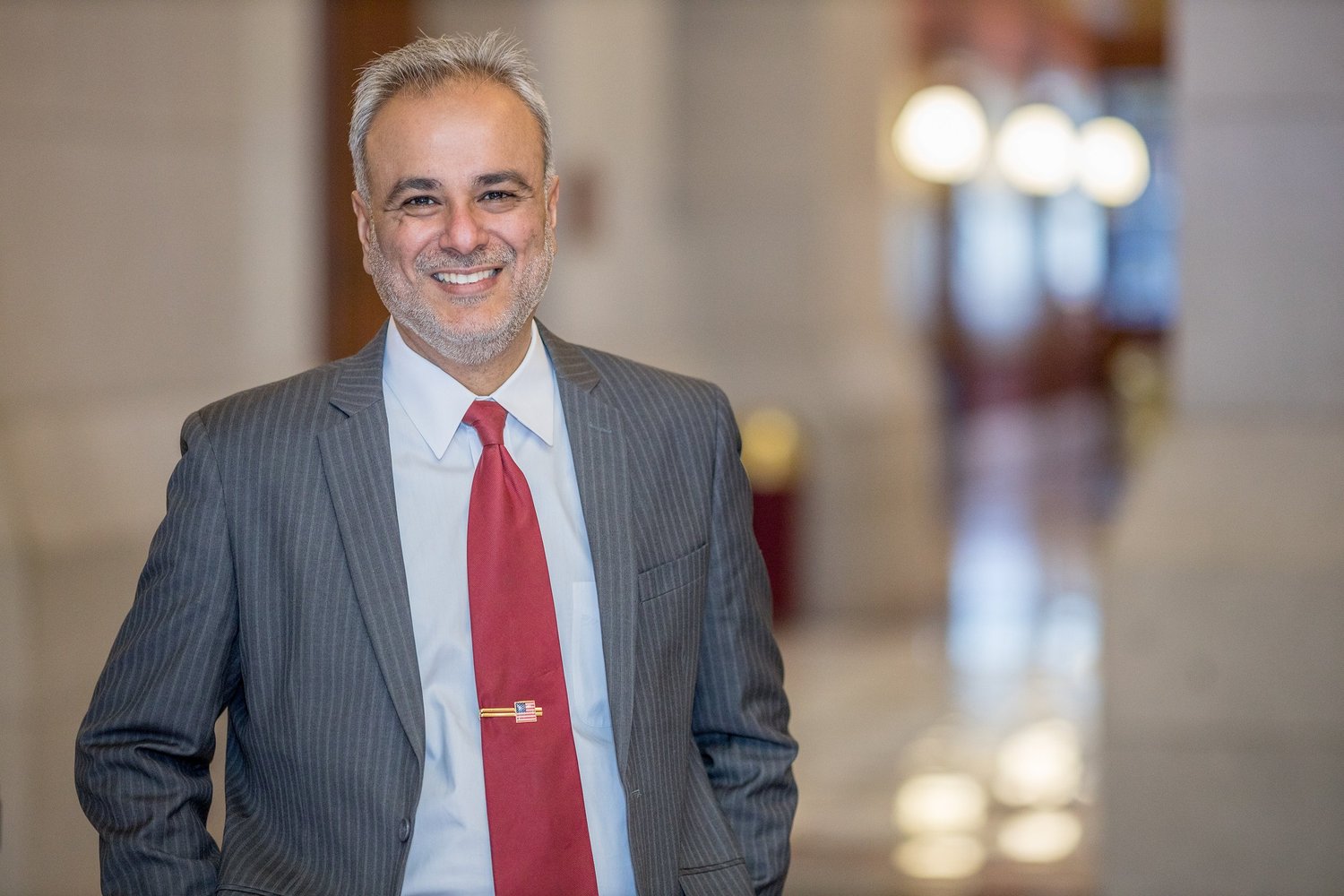 Portrait of Dr. Saud Anwar in a Capitol hallway