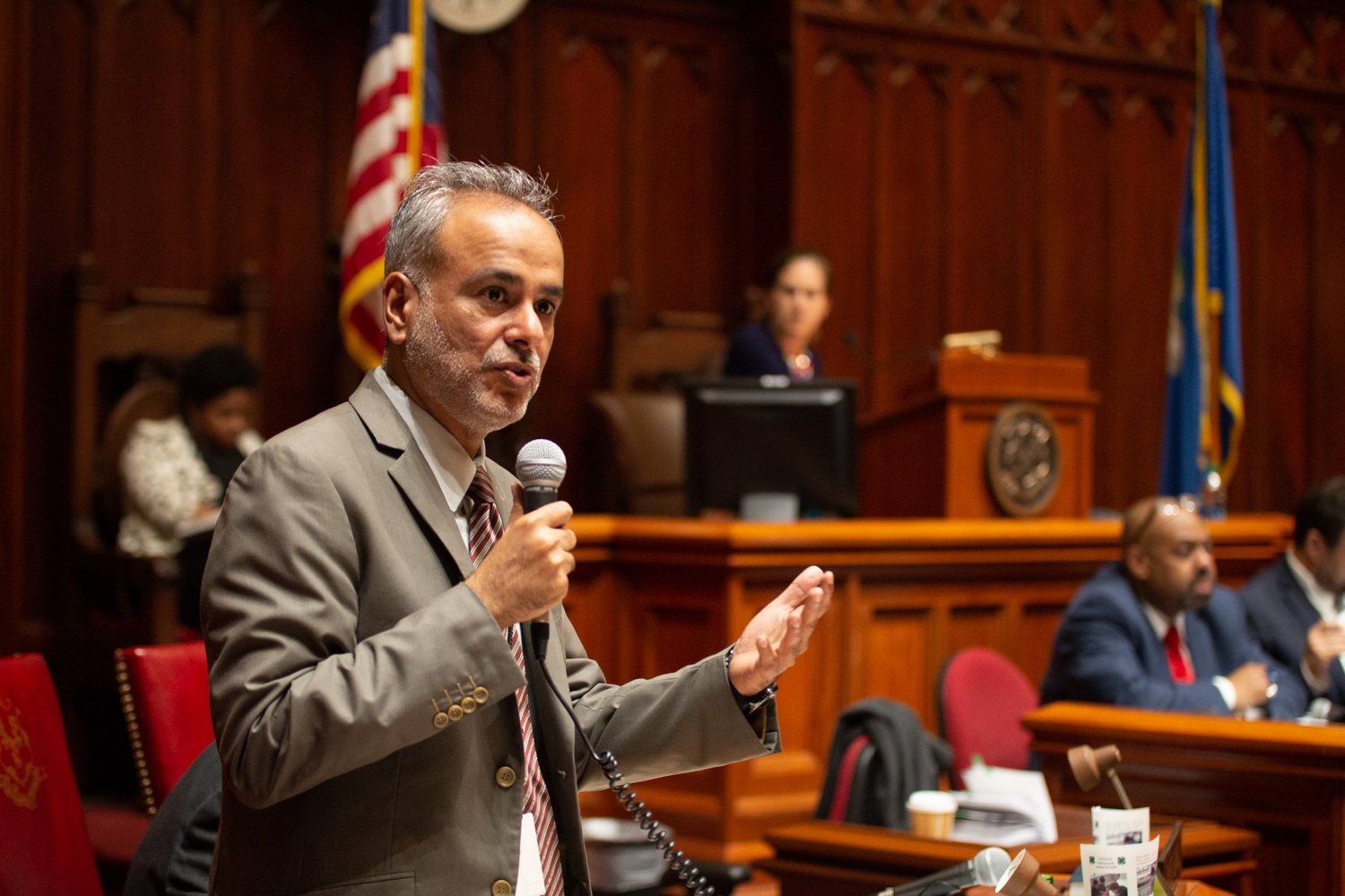 Dr. Saud Anwar speaking on the Connecticut Senate floor